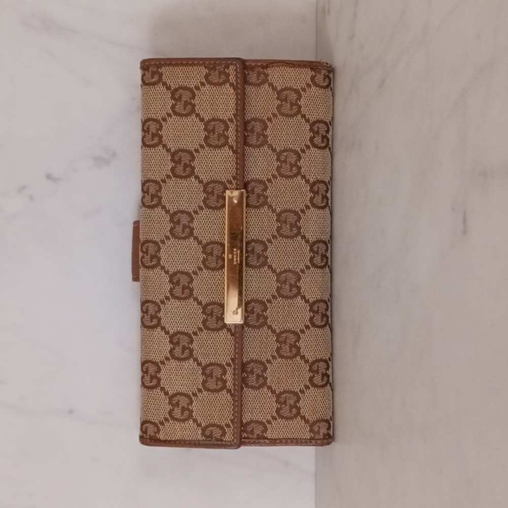 Gucci Continental Flap Monogram Wallet